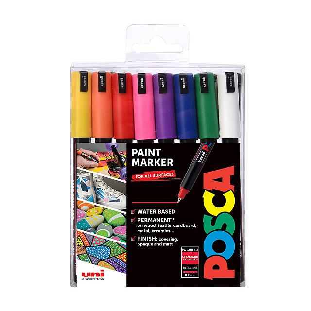 Uni POSCA Marker Pen PC-1MR Ultra-Fine Set of 16 Assorted