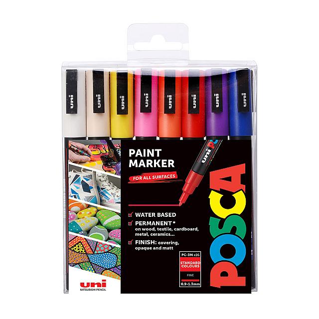 Uni POSCA Marker Pen PC-3M Fine Set of 16 Assorted