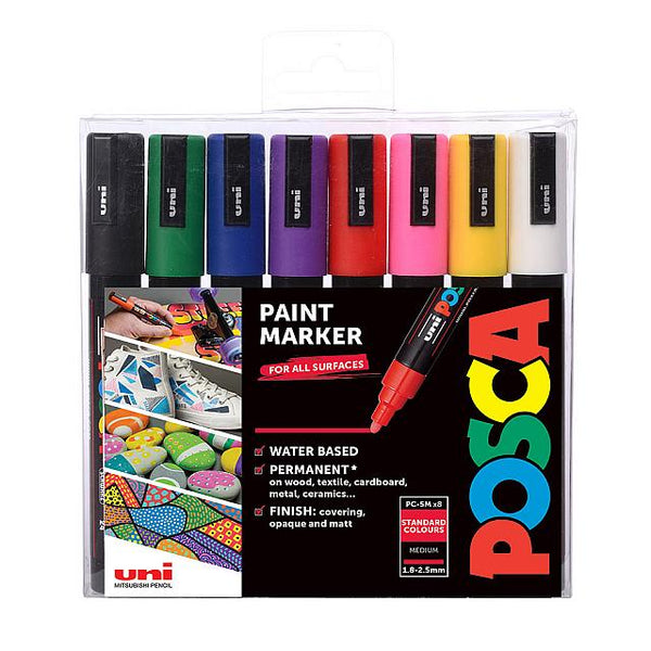 5pcs / set Uni Posca Paint Pen Mixed Mark 5 tailles chacune avec 1