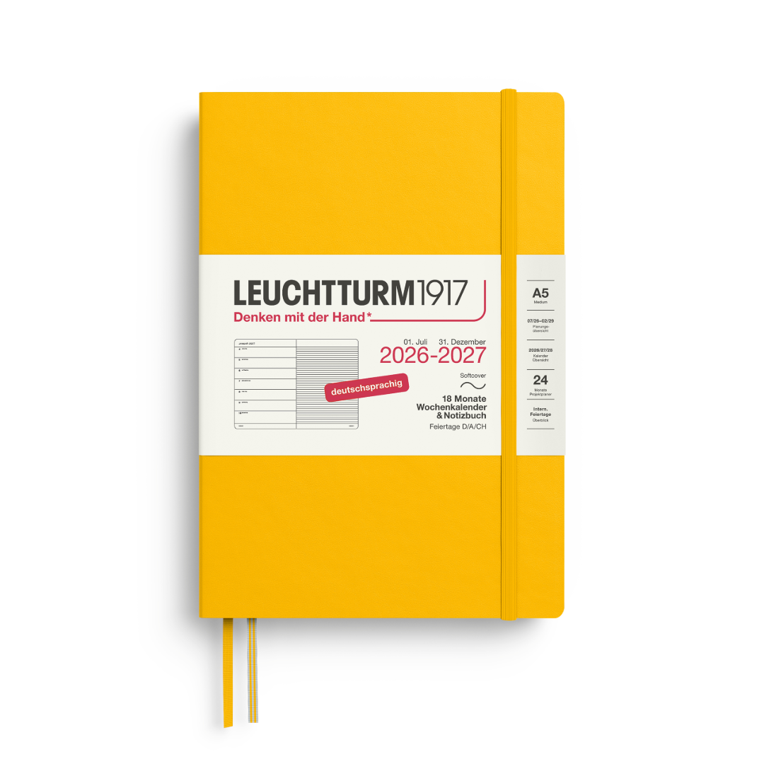 LEUCHTTURM1917 Weekly Planner & Notebook Medium (A5) 18 months 2026/2027 Softcover Sunflower