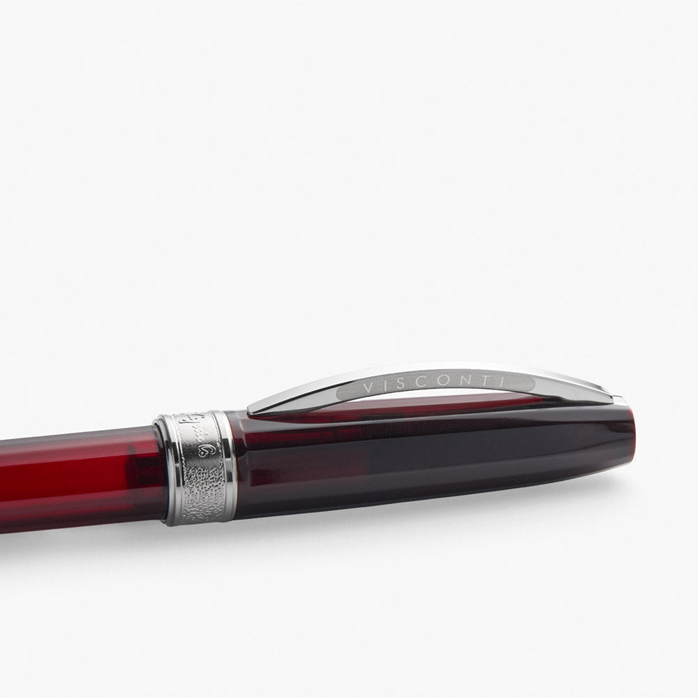 VISCONTI万年筆、ウォール・ストリート、レッド Visconti Michelangelo Fountain Pen Translucent Red