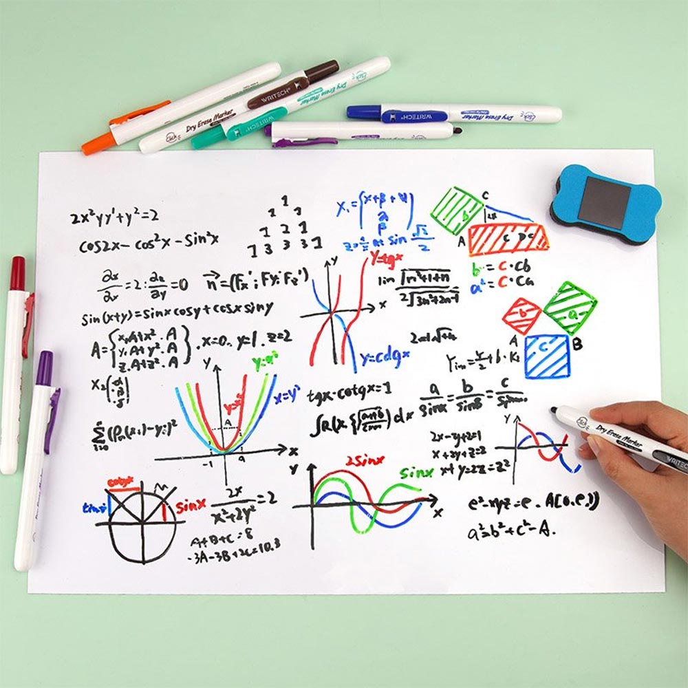 WRITECH Retractable Whiteboard Marker Pack of 6 Assorted Colours