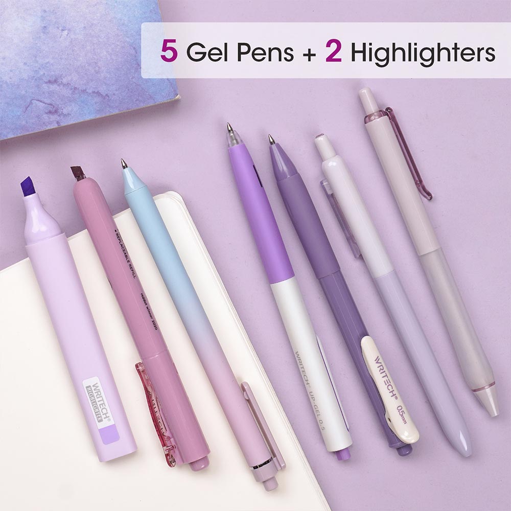 Puple Writing WRITECH 7 Piece Writing Set Purple and Black