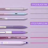 WRITECH 7 Piece Writing Set Purple and Black