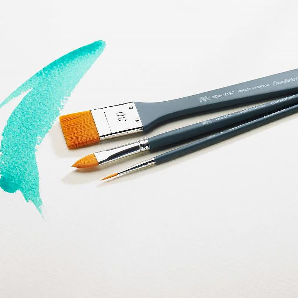 Winsor & Newton Foundation Acrylic Synthetic Brush Short Handle 6 Pack