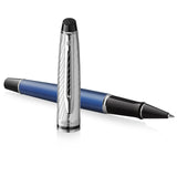 Waterman Expert Deluxe Rollerball Pen Metal & Blue Lacquer with Palladium Trim
