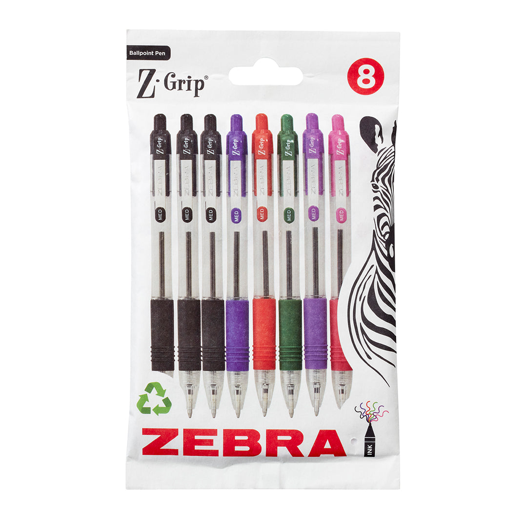 Zebra Z-Grip Ballpoint Set of 8 Medium Tip
