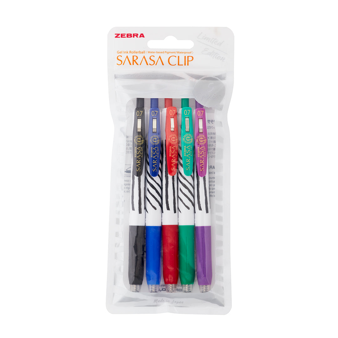 Zebra Sarasa Stripes Gel Rollerball Pen Medium 0.7mm Wallet of 5