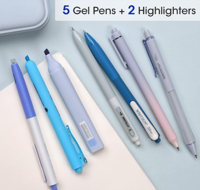 WRITECH 7 Piece Writing Set Blue and Black