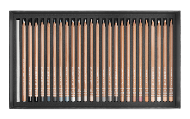 Caran d'Ache Luminance 6901 Professional Permanent Colour Pencil Box of 100 Assorted Coloured Pencils, 1 Pencil Blender + 1 Full Blender