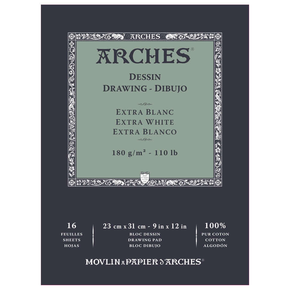 Arches Drawing Pad Extra White 9x12 by Arches at Cult Pens