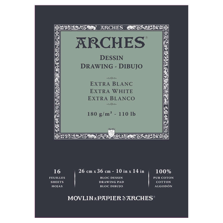 Arches Drawing Pad Extra White 10x14 by Arches at Cult Pens
