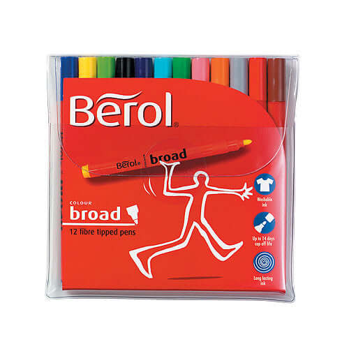 Berol Colourbroad Felt Pen Set of 12 Assorted by Berol at Cult Pens