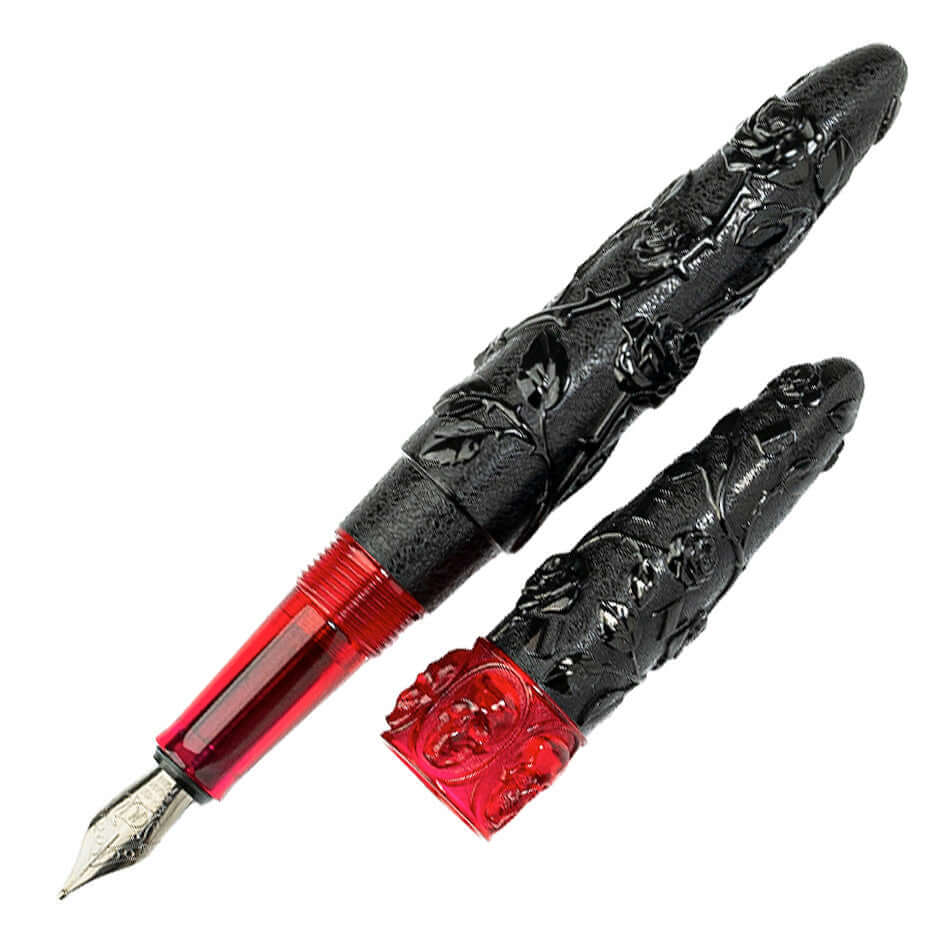 Benu Skull & Roses Fountain Pen Smolder by Benu at Cult Pens