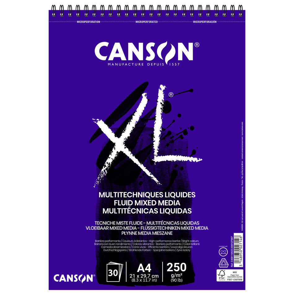 Canson XL Fluid Mixed Media Spiral Pad A4 by Canson at Cult Pens