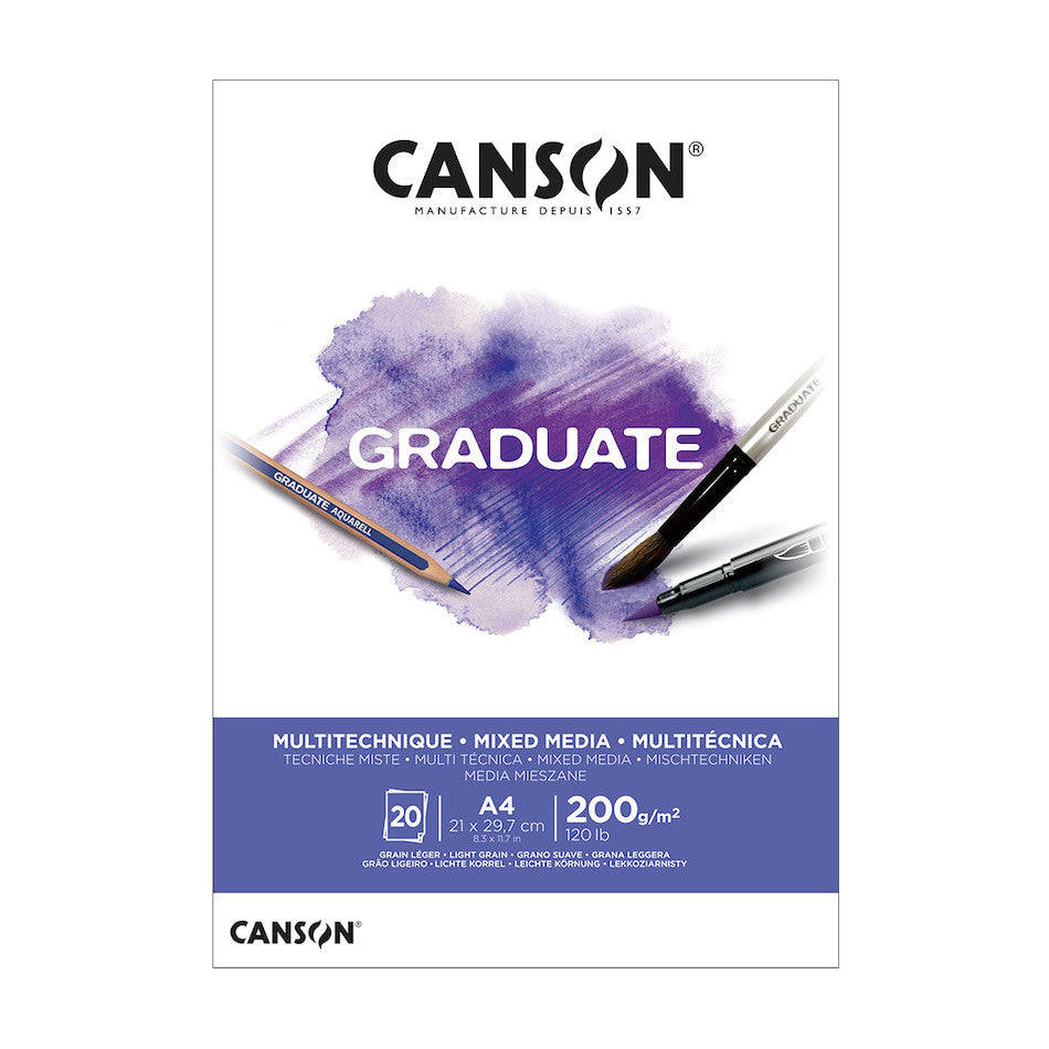 Canson Graduate White Mixed Media Pad A4 by Canson at Cult Pens