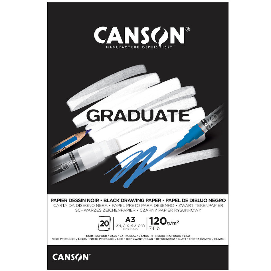 Canson Graduate Black Paper Pad A3 by Canson at Cult Pens
