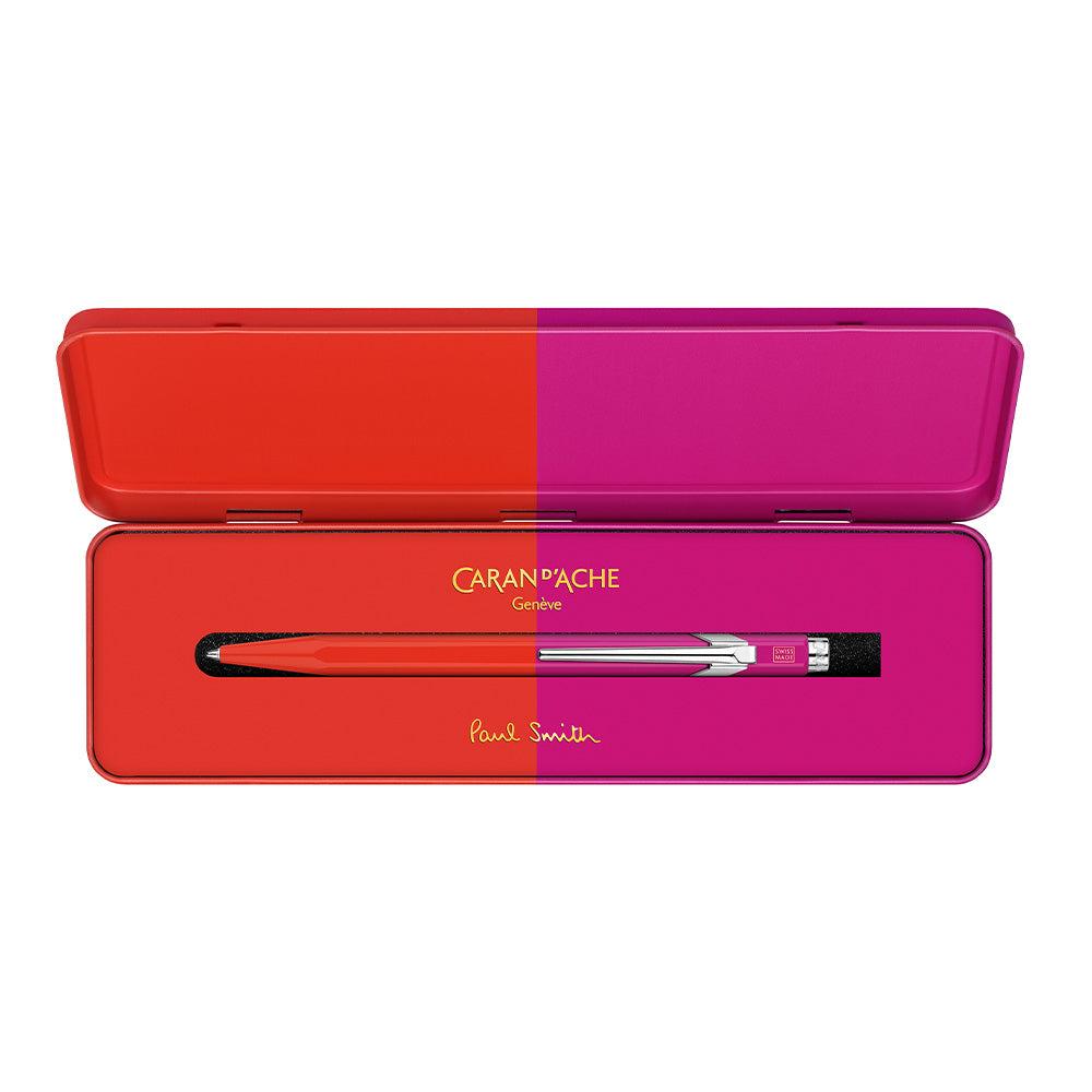 Caran d'Ache 849 Ballpoint Pen Paul Smith Limited Edition Warm Red / Melrose Pink by Caran d'Ache at Cult Pens