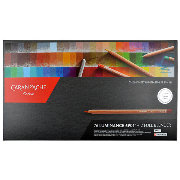 Caran d'Ache Luminance 6901 Box of 76 Assorted Coloured Pencils + 2 blenders by Caran d'Ache at Cult Pens
