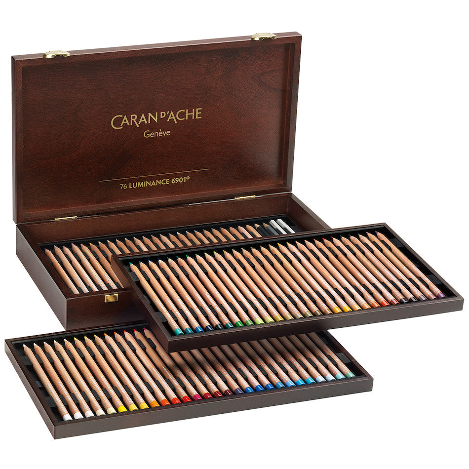 Luminance 6901 Wooden Box 76 Coloured Pencils 2 Blenders + 2 Grafwood Pencils