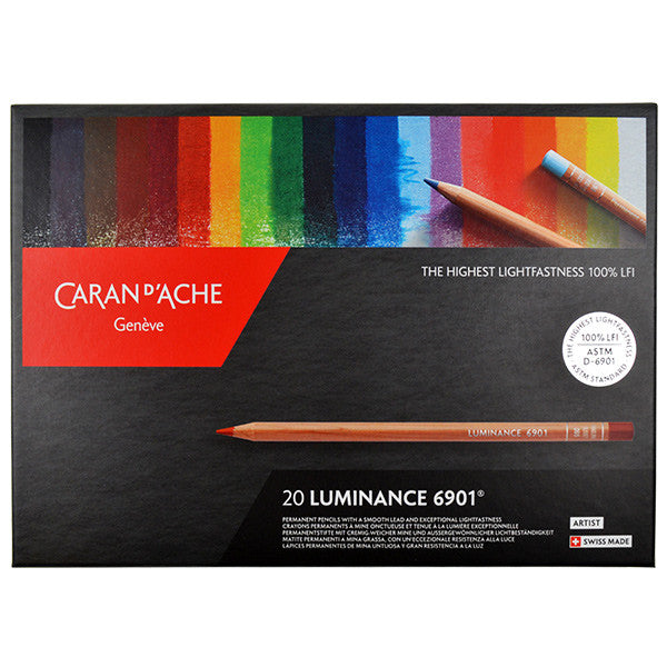 Caran d'Ache Luminance 6901 Professional Permanent Colour Pencil Box of 20 Assorted by Caran d'Ache at Cult Pens