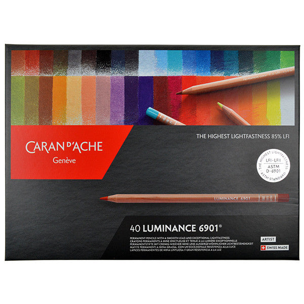 Caran d'Ache Luminance 6901 Professional Permanent Colour Pencil Box of 40 Assorted by Caran d'Ache at Cult Pens