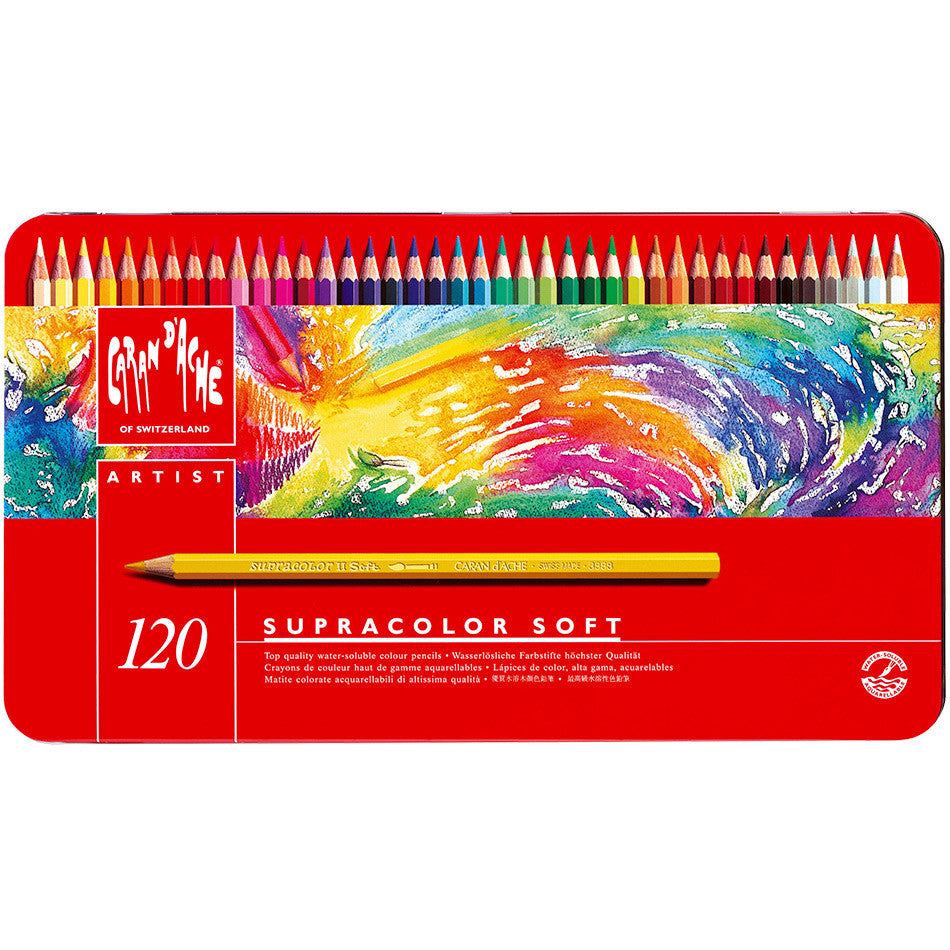Caran d'Ache Supracolor Water Soluble Pencils Assorted Tin of 120 by Caran d'Ache at Cult Pens