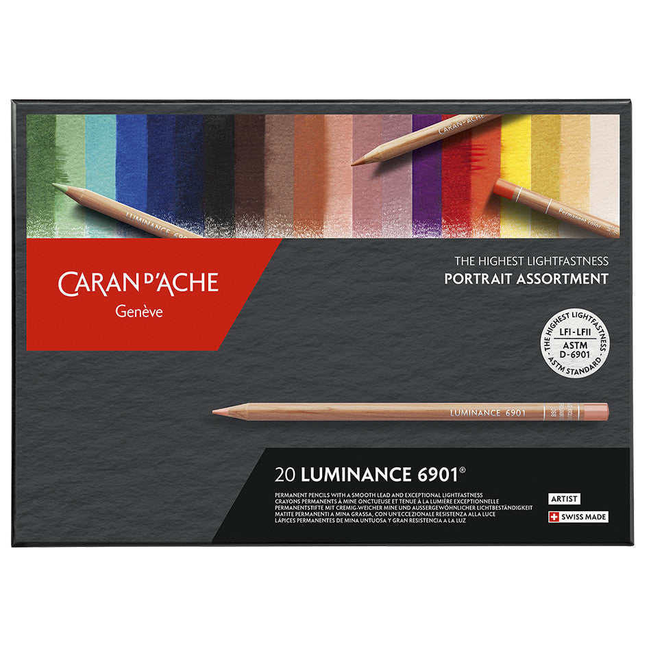 Caran d'Ache Luminance 6901 Professional Permanent Colour Pencil Box of 20 Portrait Colours by Caran d'Ache at Cult Pens