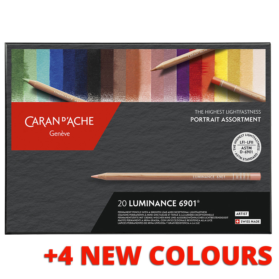 Caran d'Ache Luminance Professional Permanent Colour Pencil Box of 20 Portrait Colours + 4 additional by Caran d'Ache at Cult Pens