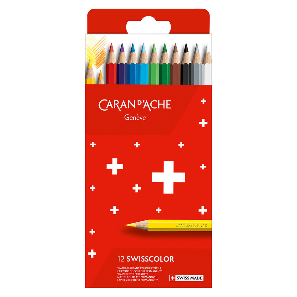 Caran d'Ache Swisscolor Water-Resistant Colouring Pencils Cardboard Box of 12 by Caran d'Ache at Cult Pens