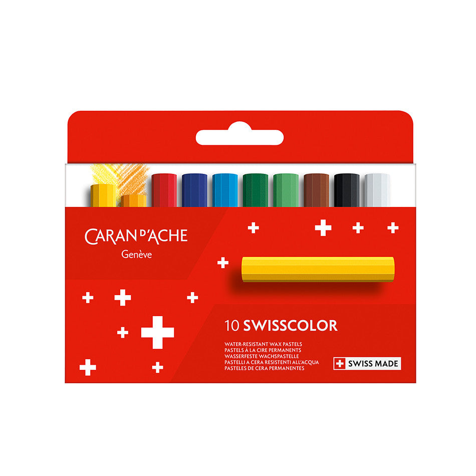 Caran d'Ache Swisscolor Water-Resistant Wax Pastels Box of 10 by Caran d'Ache at Cult Pens