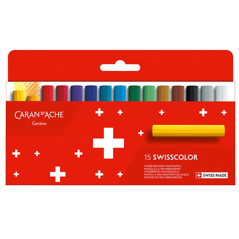 Caran d'Ache Swisscolor Water-Resistant Wax Pastels Box of 15 by Caran d'Ache at Cult Pens