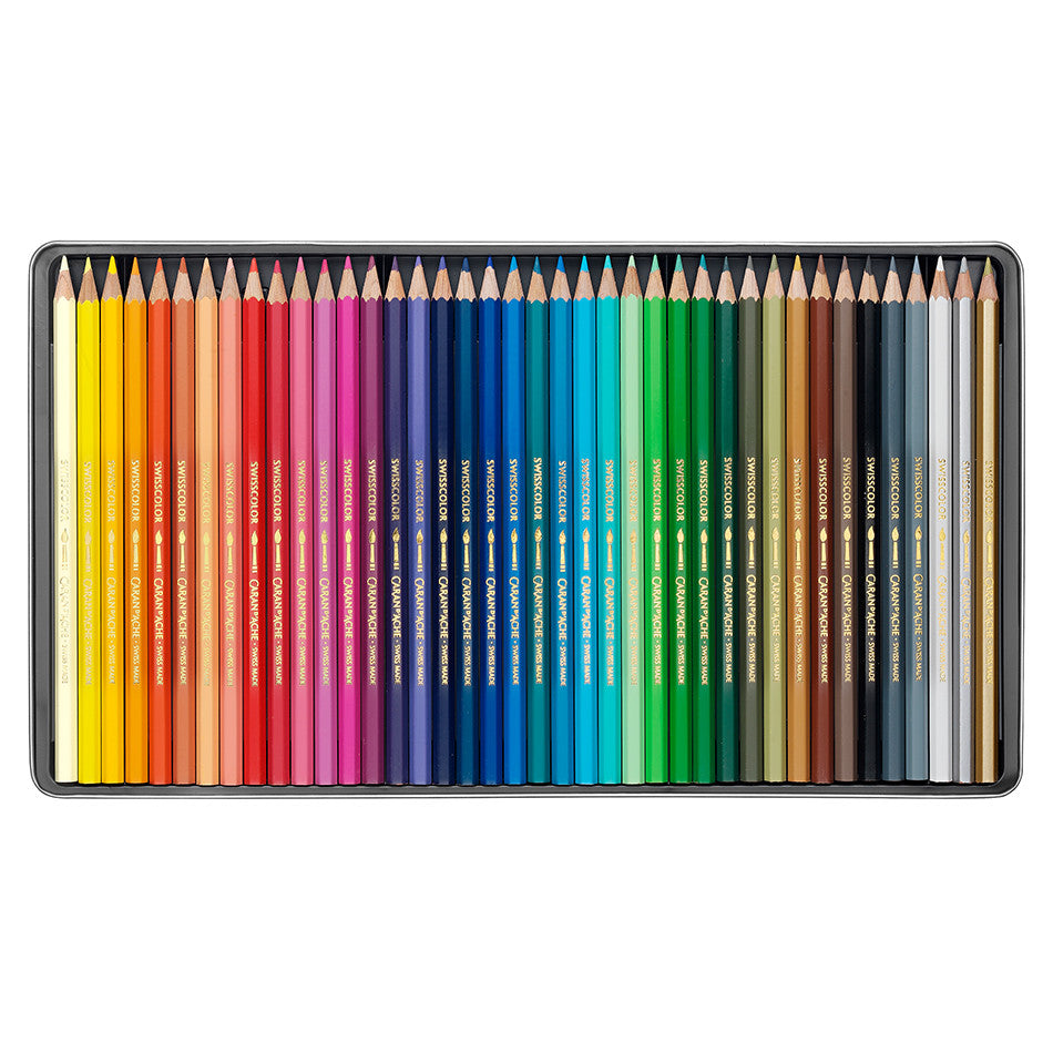 Caran d'Ache Swisscolor Water-Soluble Colouring Pencils Metal Box of 40 by Caran d'Ache at Cult Pens