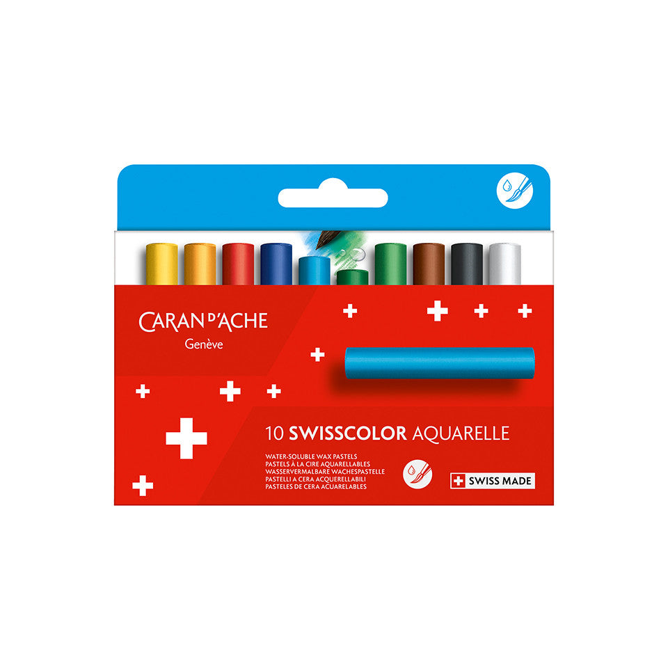 Caran d'Ache Swisscolor Water-Soluble Wax Pastels Box of 10 by Caran d'Ache at Cult Pens