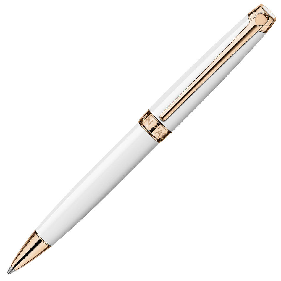 Caran d'Ache Leman Ballpoint Pen White Rose Gold by Caran d'Ache at Cult Pens