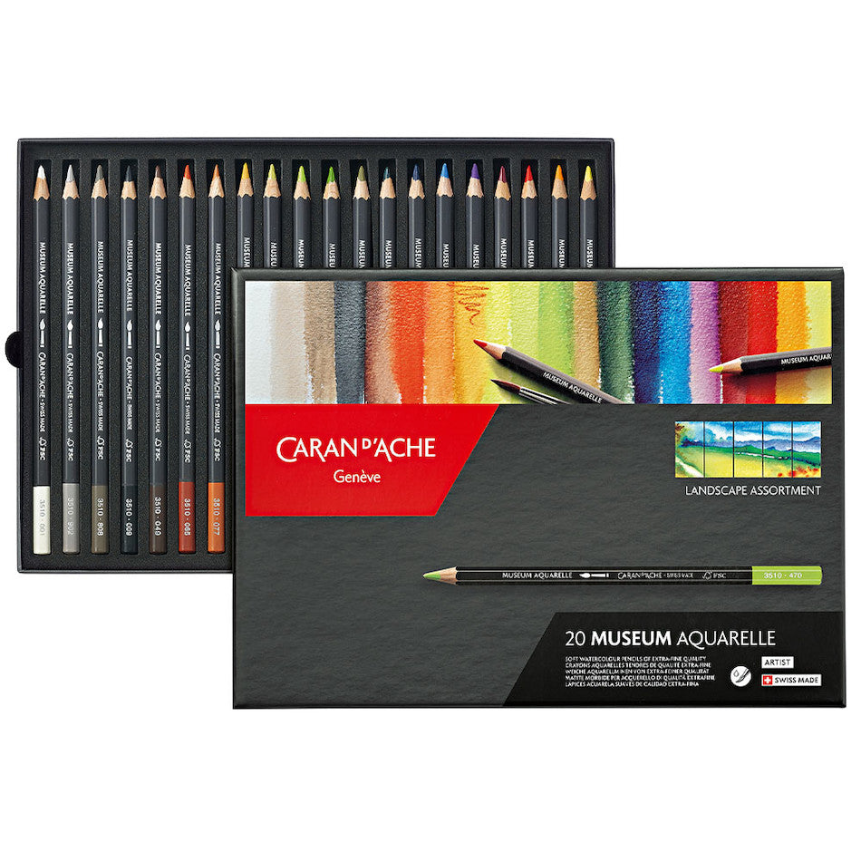 Caran d'Ache Museum Aquarell Watercolour Pencil Box of 20 Landscape by Caran d'Ache at Cult Pens