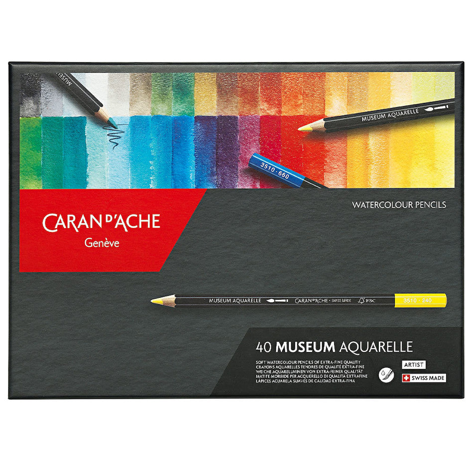 Caran d'Ache Museum Aquarell Watercolour Pencil Box of 40 Assorted by Caran d'Ache at Cult Pens