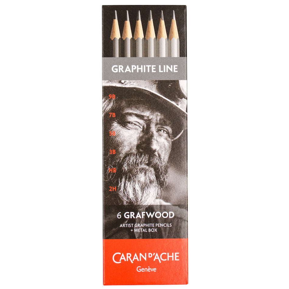 Graphite R App Pens Caran d'Ache Graphite Line Grafwood Pencil Set of 6 Assorted