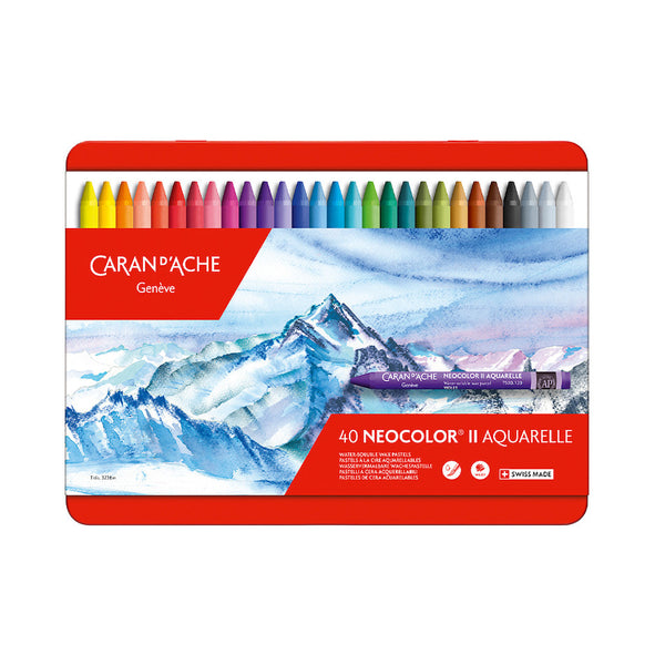 未使用CARAN D'ACHE NEOCOLOR II WATERSOLUBLE Caran d'Ache Neocolor II Watersoluble Pastel Metal Box Sets – ARCH