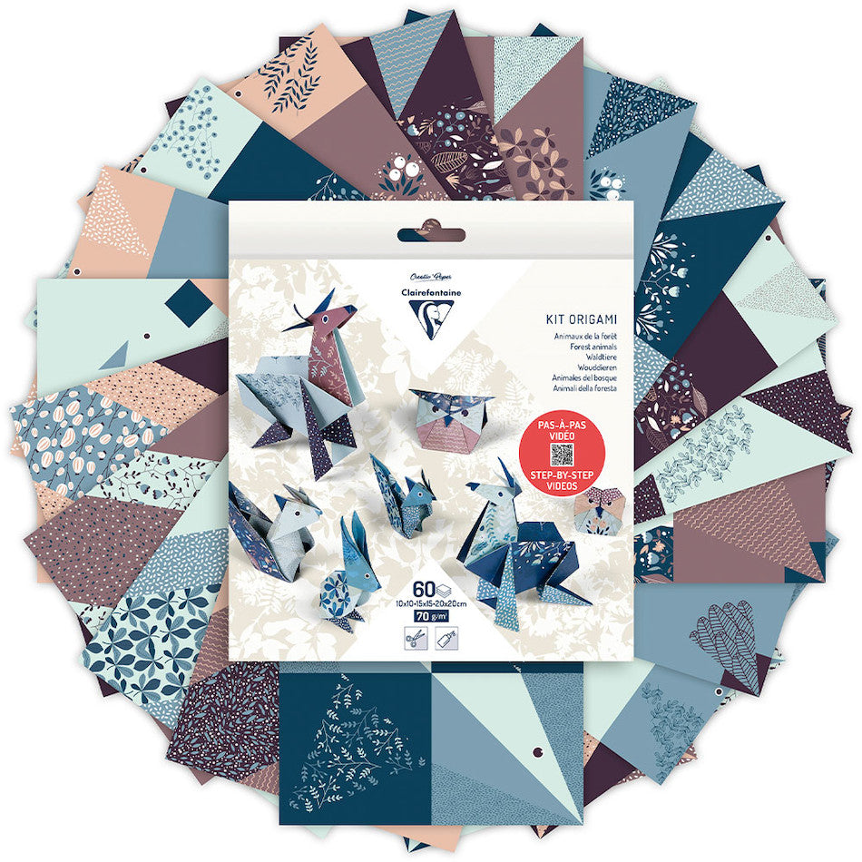 Clairefontaine - Réf 95367C - Kit de 60 feuilles de papier origami - 3 tailles assorties - Papier 70 g/m² - Motif imprimé recto et verso uni - Faune marine à réaliser Clairefontaine - Réf 95367C - Kit de 60 feuilles de papier origami - 3 tailles assorties - Papier 70 g/m² - Motif imprimé recto et verso uni - Faune marine à réaliser
