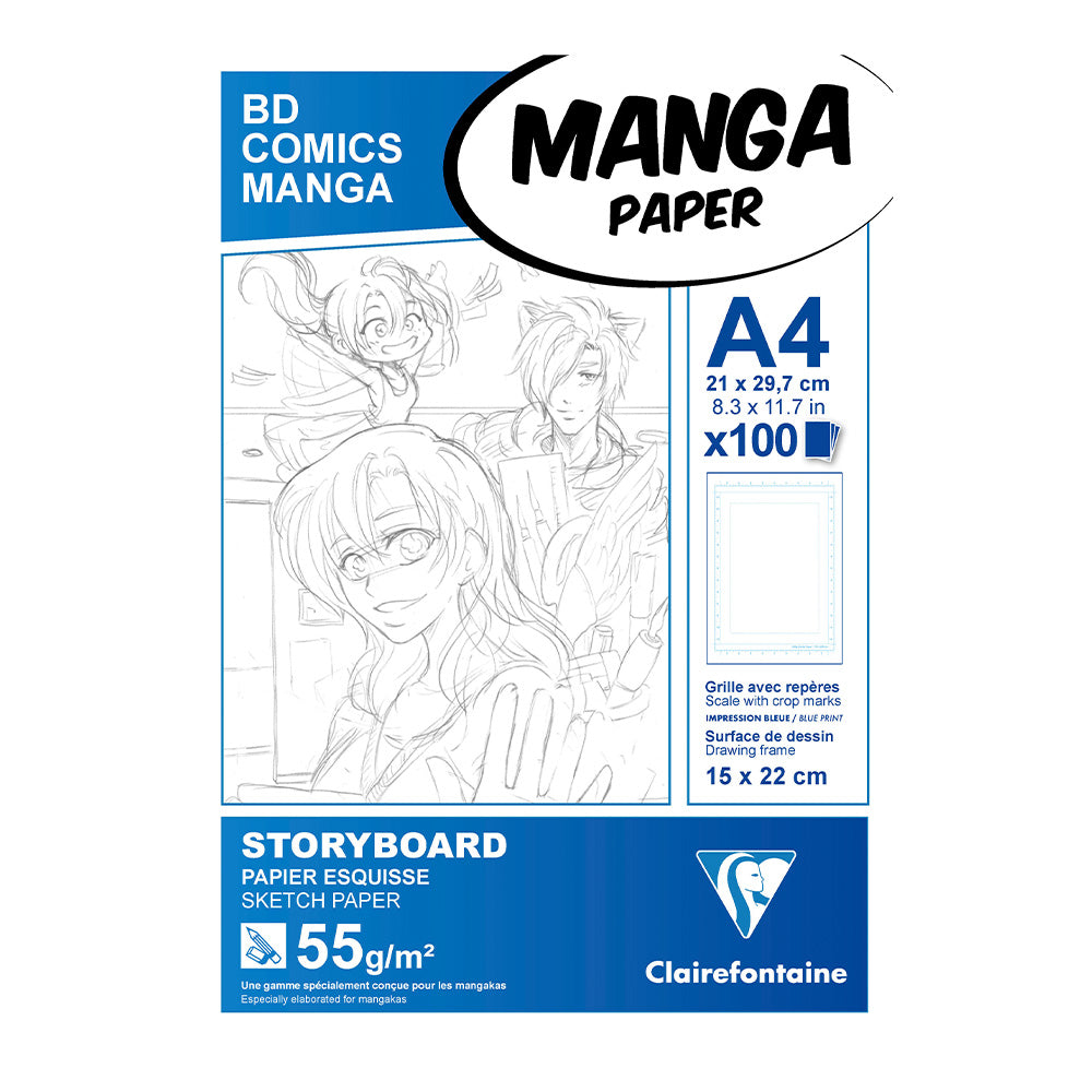 Clairefontaine BD Comics Manga Storyboard pad A4 100 Sheets Simple Frame by Clairefontaine at Cult Pens