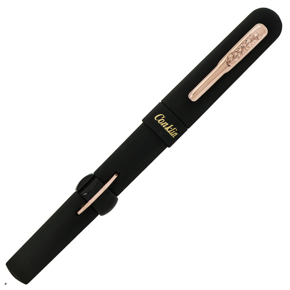 Conklin Mark Twain Crescent Filler 1898 Fountain Pen Limited Edition Superblack Rosegold by Conklin at Cult Pens