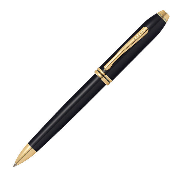 Cross Townsend Ballpoint Pen Black Lacquer Gold Trim by Cross at Cult Pens