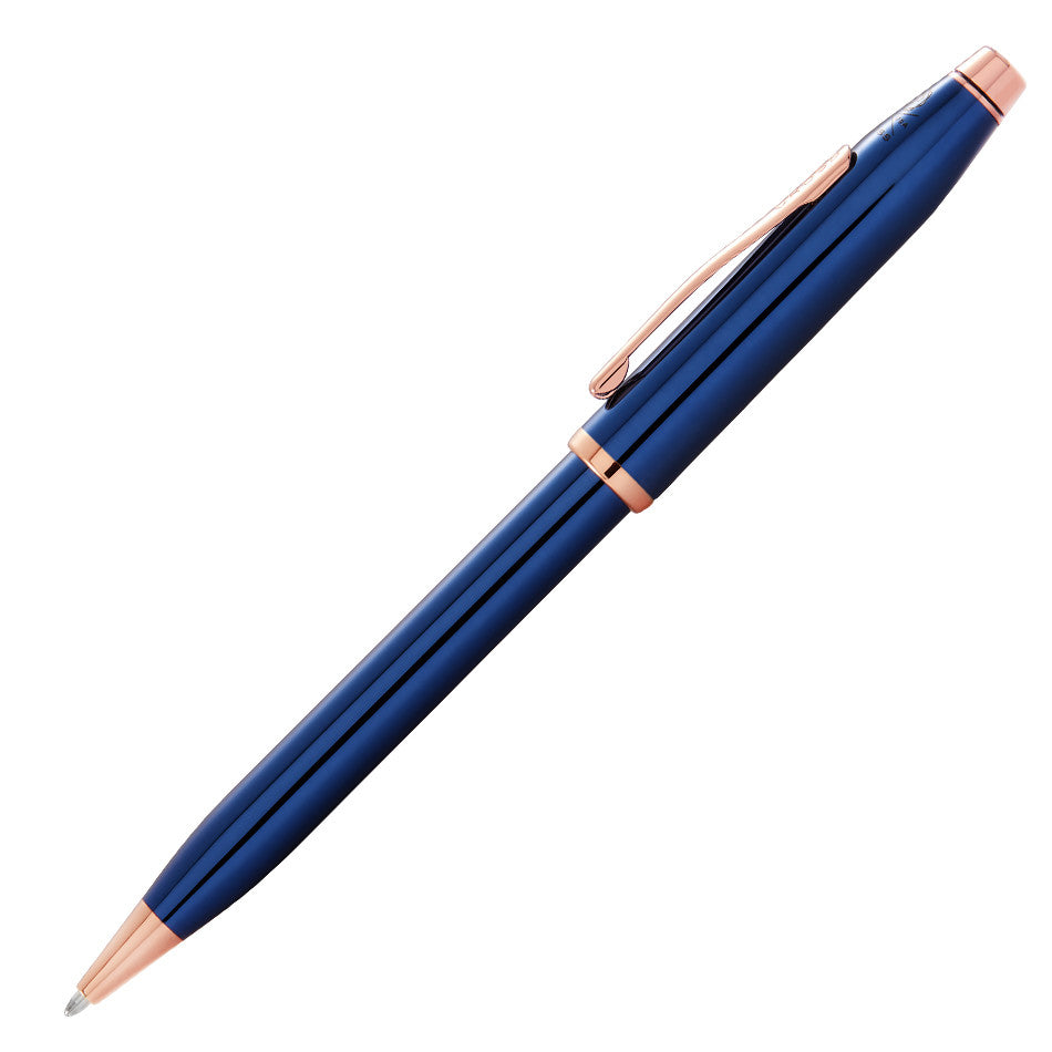 Cross Century II Ballpoint Pen Cobalt Blue with Rose Gold Trim by Cross at Cult Pens