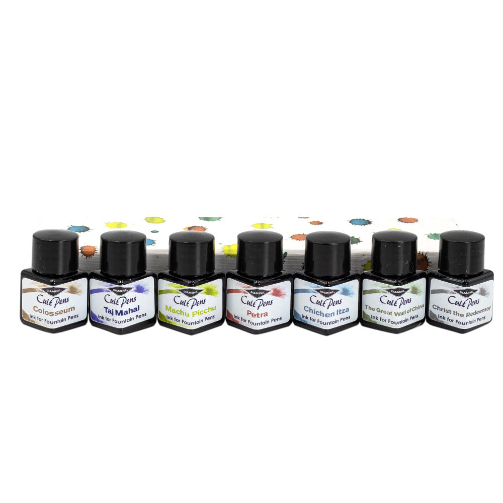 Cult Pens Wonders of the World 12ml Ink Set of 7 by Diamine by Cult Pens at Cult Pens