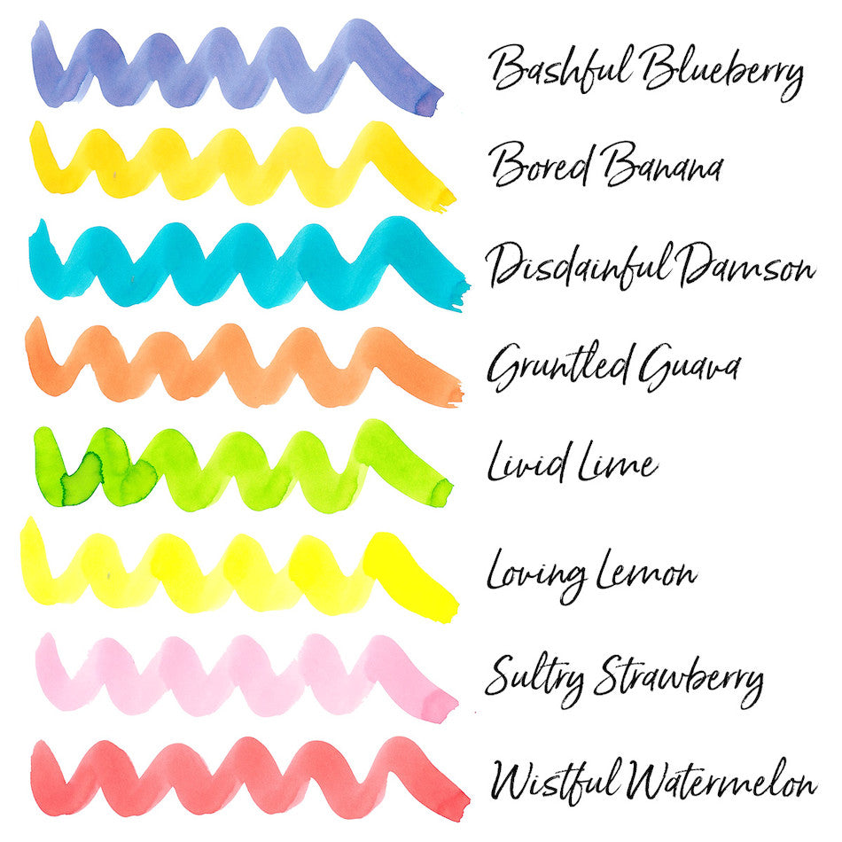 Cult Pens Fruity and Iridescink Inks 12ml Set of 16 by Diamine at Cult Pens