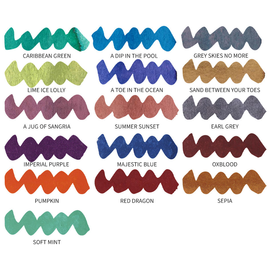 Cult Pens Exclusive Summer and Diamine Classic Inks 12ml Set of 16 by Diamine at Cult Pens