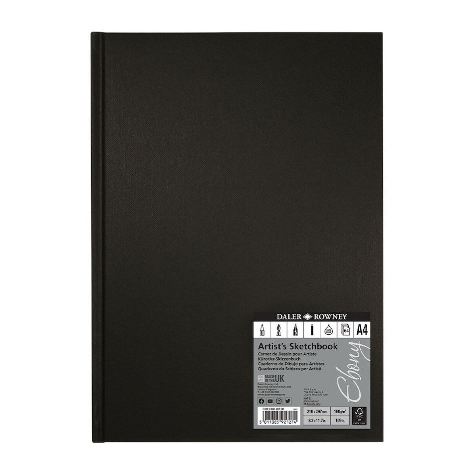 Daler-Rowney Ebony Hardbound Sketchbook A4 Portrait by Daler-Rowney at Cult Pens