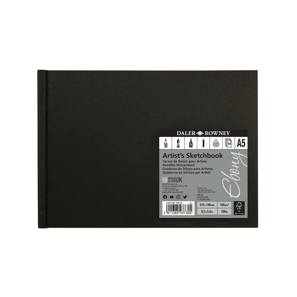 DalerRowney Ebony Hardbound Sketchbook A5 Landscape