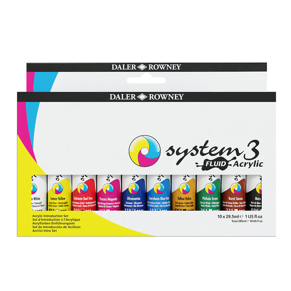 Daler-Rowney System3 Fluid Acrylic 29.5ml Set of 10 by Daler-Rowney at Cult Pens